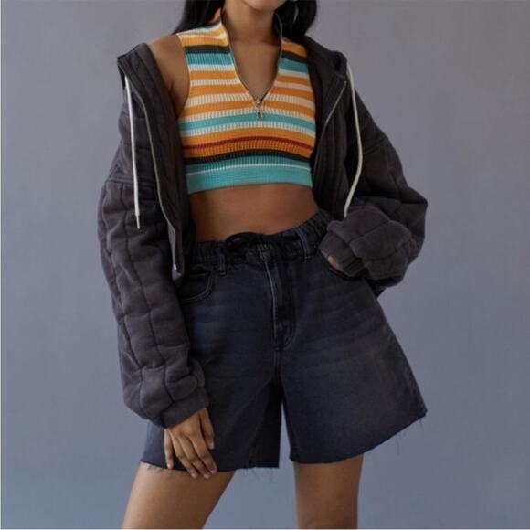 BDG Pull-On Baggy Denim Short In Black Size Large Hipster Boho Beach HoboCore - Picture 1 of 12